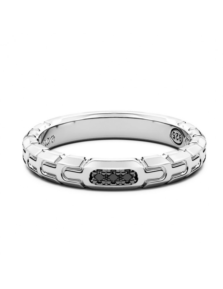 Zancan Ring - Insignia 925 - Silver 925% - Black Spinels - EXA156