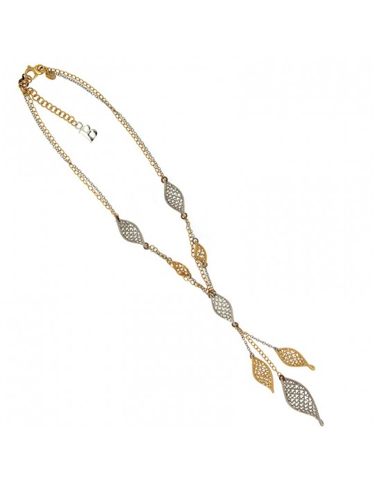 Boccadamo Necklace - Gilded and Silvered Bronze - Spirals - GR255D
