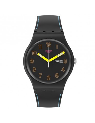 Swatch Watch - Dark Glow - Black - 41mm - Yellow Hands - SO29B707