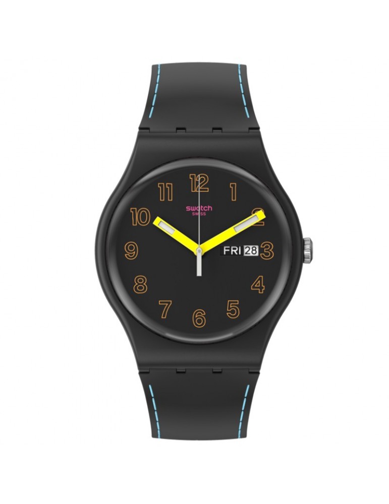 Orologio Swatch - Dark Glow - Nero - 41mm - Lancette Gialle - SO29B707