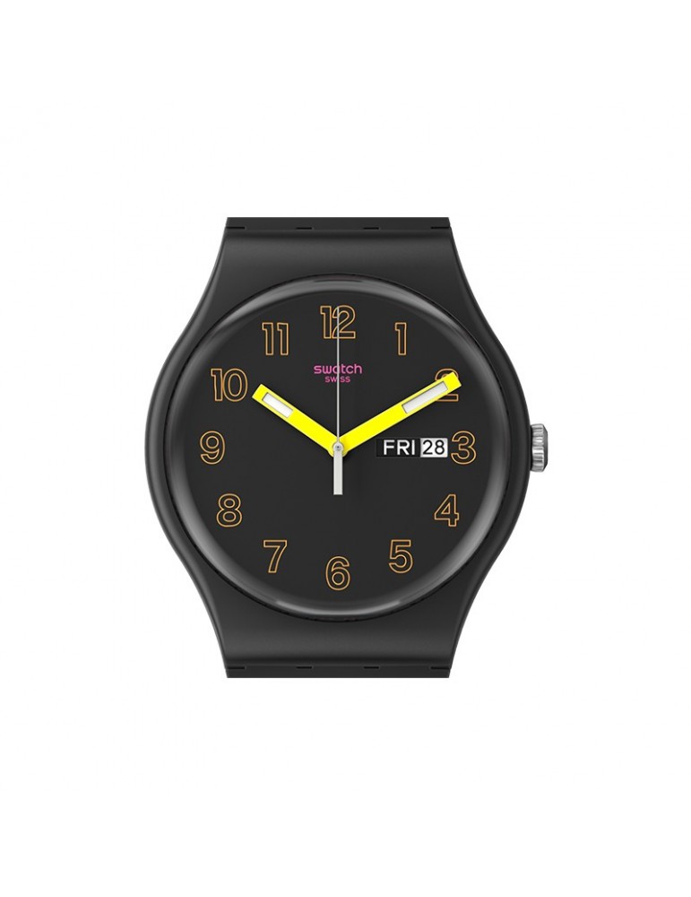 Orologio Swatch - Dark Glow - Nero - 41mm - Lancette Gialle - SO29B707