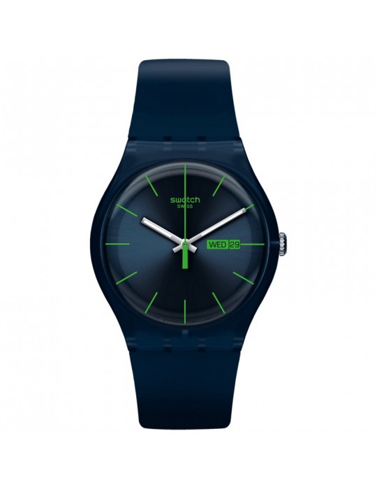 Orologio Swatch - New Gent - Blue Rebel-Blu-41mm-Indici Verdi-SO29N704