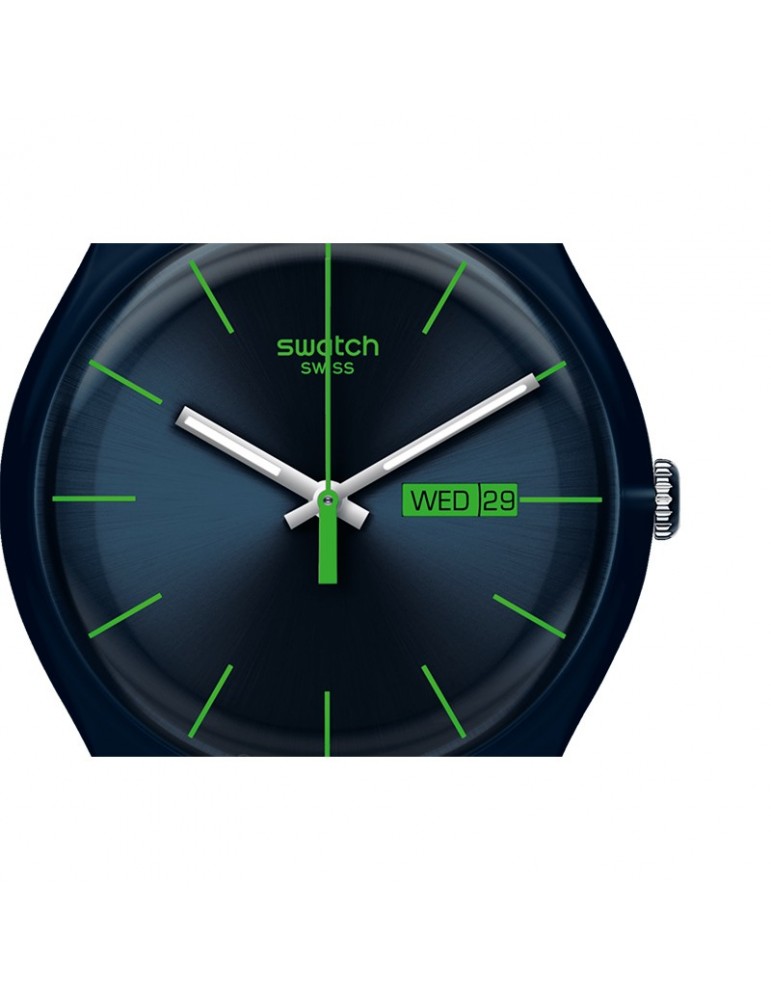 Orologio Swatch - New Gent - Blue Rebel-Blu-41mm-Indici Verdi-SO29N704