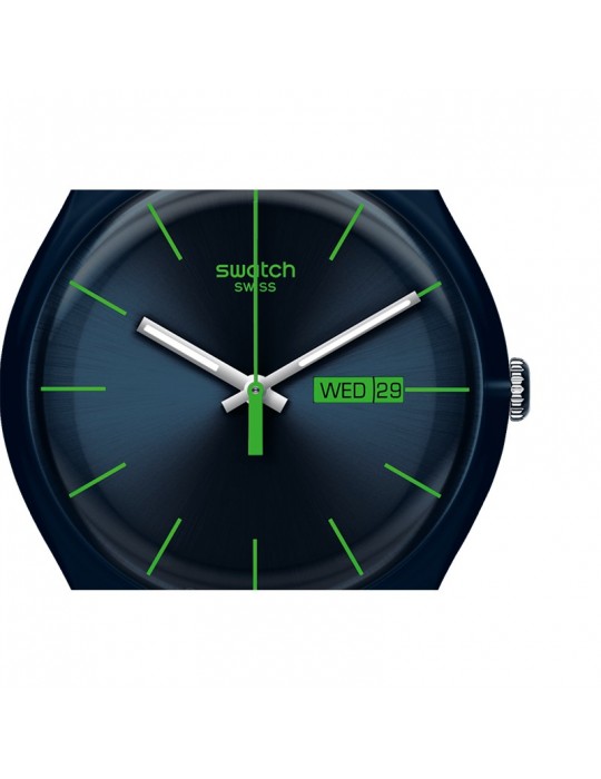Orologio Swatch - New Gent - Blue Rebel-Blu-41mm-Indici Verdi-SO29N704