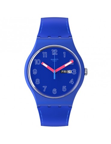 Swatch Watch - Cobalt Disco - Blue - 41mm - Pink Hands - SO29N705