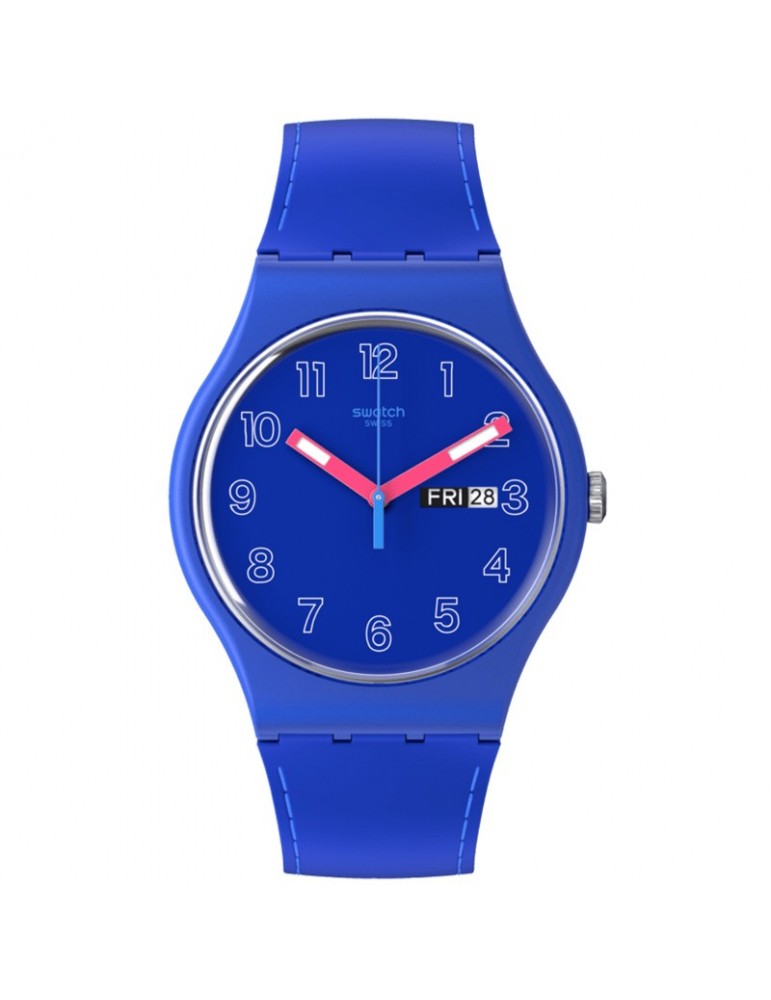Swatch Watch - Cobalt Disco - Blue - 41mm - Pink Hands - SO29N705