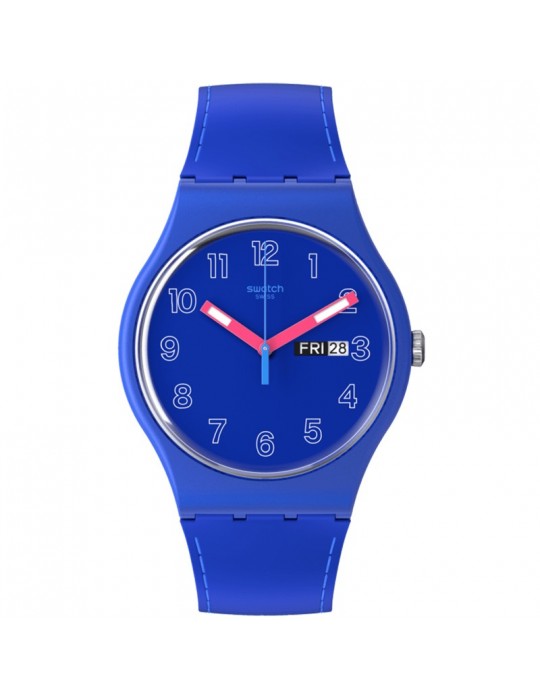 Swatch Watch - Cobalt Disco - Blue - 41mm - Pink Hands - SO29N705