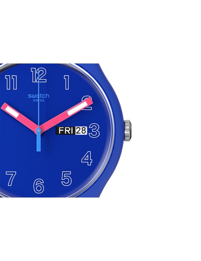 Swatch Watch - Cobalt Disco - Blue - 41mm - Pink Hands - SO29N705