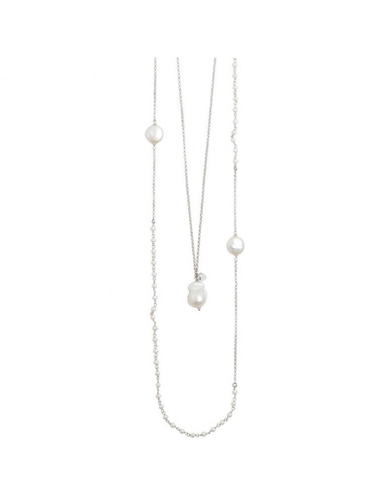 Boccadamo Woman's Necklace - Two Strands with Natural and Baroque Pearls - 0
