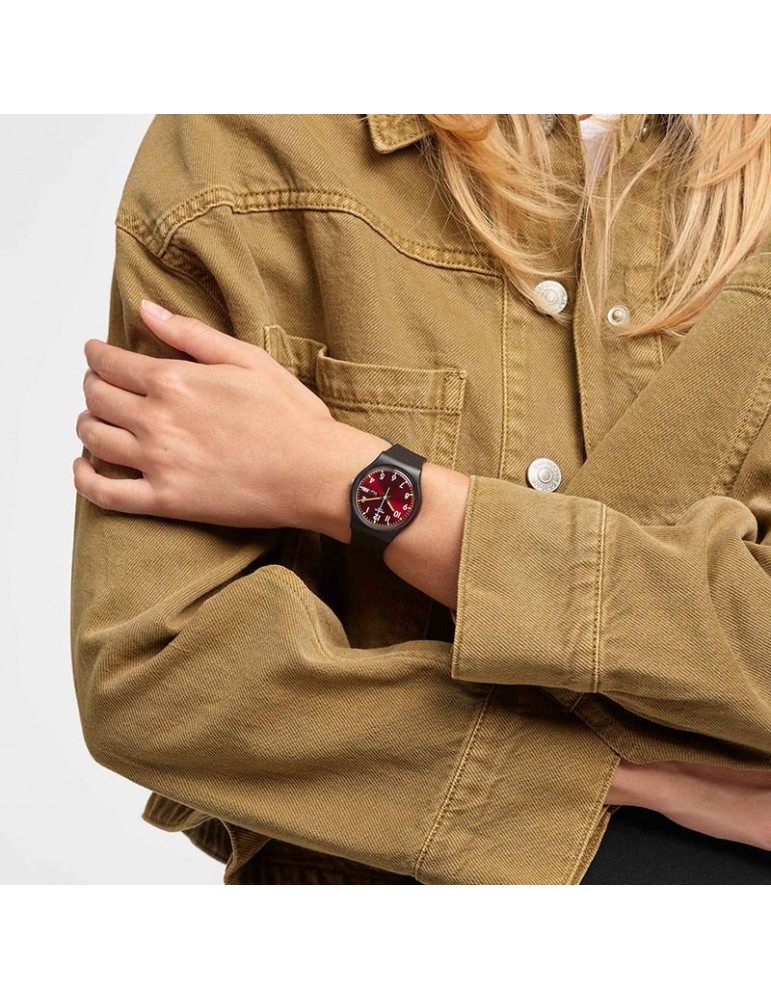 Orologio Swatch - Classic - Sir Red - Nero - 34mm - Rosso - SO28B704