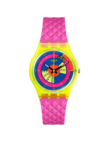 Orologio Swatch - Shades of Neon - Tempo e Data-Rosa-34mm-Blu-SO28J700