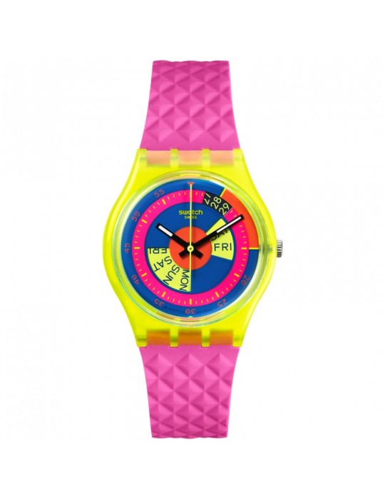Orologio Swatch - Shades of Neon - Tempo e Data-Rosa-34mm-Blu-SO28J700