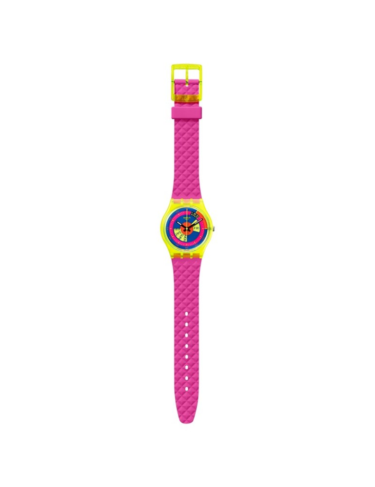 Orologio Swatch - Shades of Neon - Tempo e Data-Rosa-34mm-Blu-SO28J700