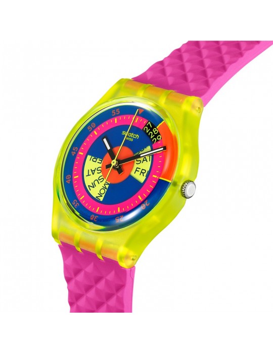 Orologio Swatch - Shades of Neon - Tempo e Data-Rosa-34mm-Blu-SO28J700