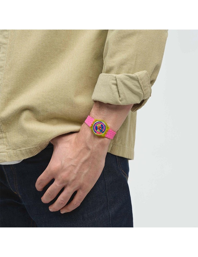 Orologio Swatch - Shades of Neon - Tempo e Data-Rosa-34mm-Blu-SO28J700