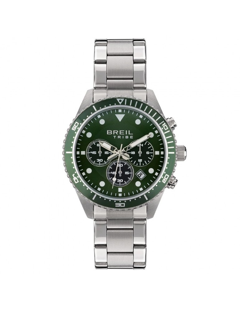 Breil Tribe Watch - Sail - Chronograph - Silver - 42mm - Green-EW0638