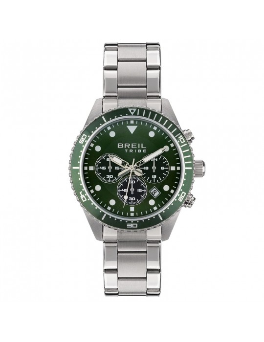 Breil Tribe Watch - Sail - Chronograph - Silver - 42mm - Green-EW0638