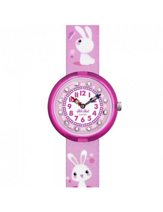 Orologio Flik Flak-Mystical Woods-So Cute-Rosa-32mm-Coniglietti-FBNP143