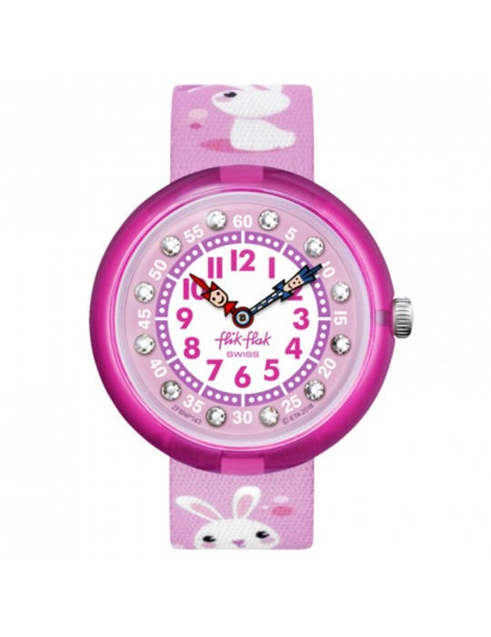 Orologio Flik Flak-Mystical Woods-So Cute-Rosa-32mm-Coniglietti-FBNP143
