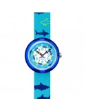 Orologio Flik Flak -Pool in Miami-Sharkasm-Azzurro-32mm-Squali-FBNP157