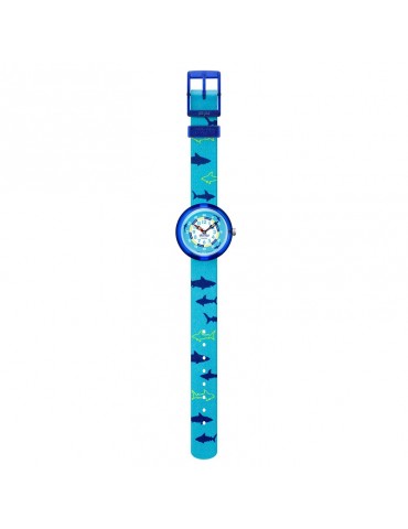 Orologio Flik Flak -Pool in Miami-Sharkasm-Azzurro-32mm-Squali-FBNP157 2