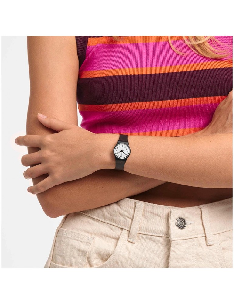 Swatch Watch - Something New Only Time 25mm Black White - LB153