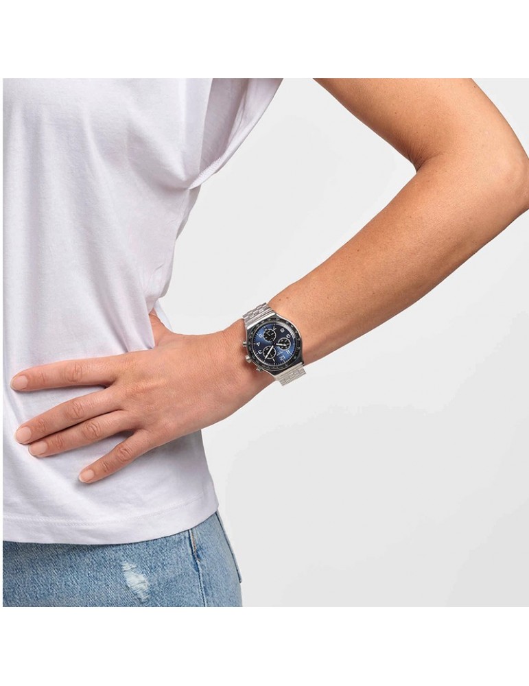 Swatch Watch Boxengasse Chronograph Silver 43mm-Blue-YVS423GC