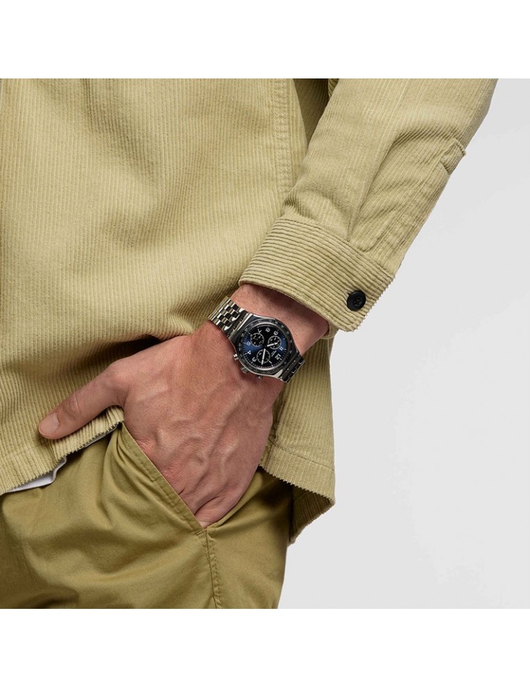 Swatch Watch - Boxengasse - Chronograph - Silver - 43mm-Blue-YVS423GC