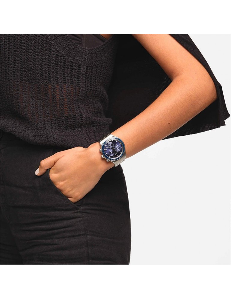Swatch Watch - Cobalt Lagoon - Chronograph - Silver-43mm-Blue-YVS496G
