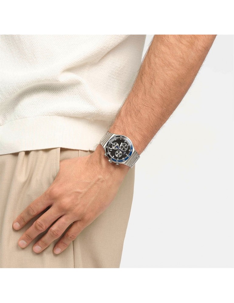 Orologio Swatch - Dark Blue Irony - Silver - 43mm - Nero - YVS507G