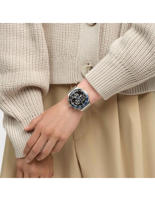 Orologio Swatch - Dark Blue Irony - Silver - 43mm - Nero - YVS507G