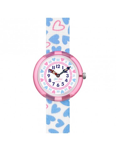 Orologio Flik Flak - Color Crush - Bianco - 32mm - Rosa -Cuori-FBNP192