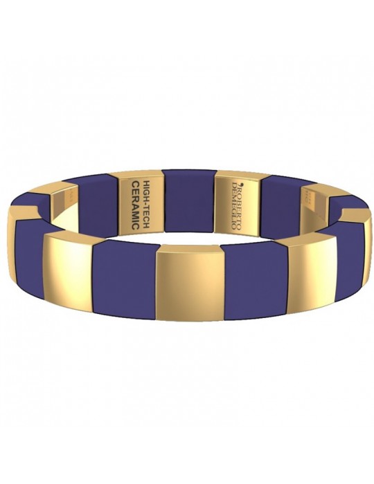 Roberto Demeglio Bracelet - Aura Domino in Satin Gold Yellow and Blue Ceramic - 0