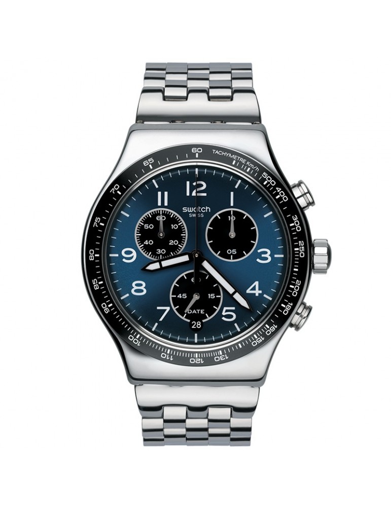 Swatch Watch - Boxengasse - Chronograph - Silver - 43mm-Blue-YVS423GC