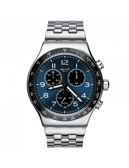 Swatch Watch - Boxengasse - Chronograph - Silver - 43mm-Blue-YVS423GC