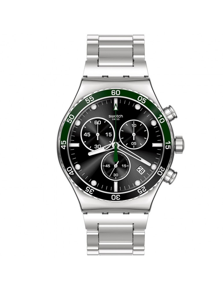 Swatch Watch - Dark Green Irony - Silver - 43mm - Black - YVS506G