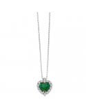 Collana Miluna - Oro Bianco - Cuore - Smeraldo - Diamanti - CLD4502