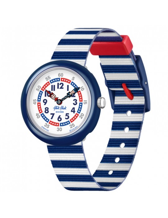 Flik Flak Watch - Little Boat - Blue and White Stripes - 32mm - FBNP193
