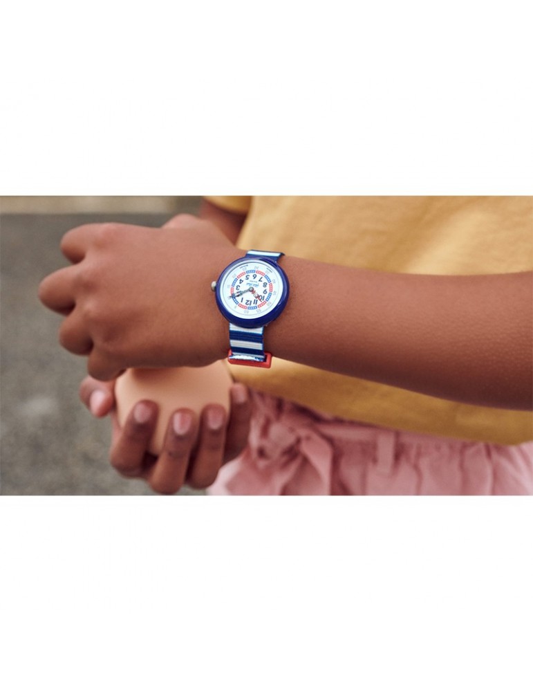 Flik Flak Watch - Little Boat - Blue and White Stripes - 32mm - FBNP193