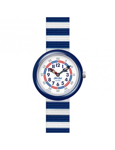 Flik Flak Watch - Little Boat - Blue and White Stripes - 32mm - FBNP193