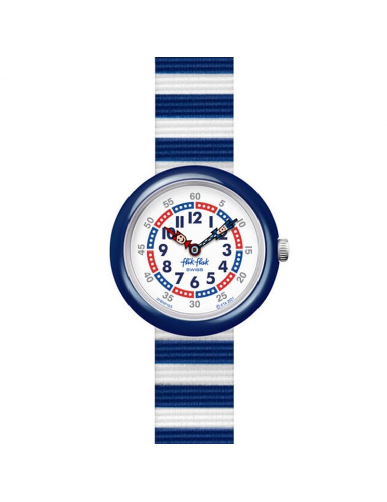 Orologio Flik Flak - Little Boat - Righe Bianche e Blu - 32mm - FBNP193