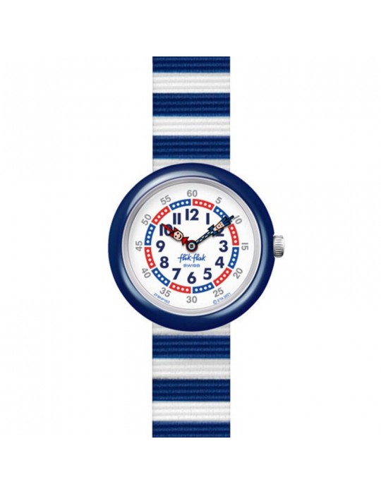 Flik Flak Watch - Little Boat - Blue and White Stripes - 32mm - FBNP193