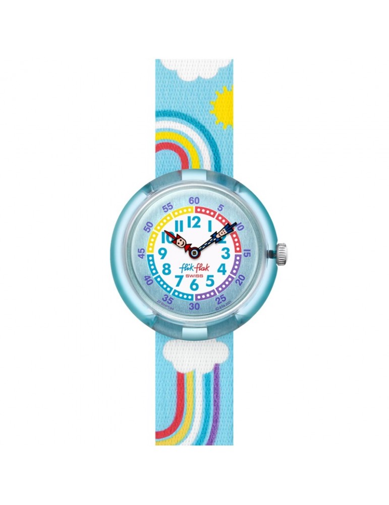 Orologio Flik Flak - Rainbow Dreams - Celeste -32mm-Arcobaleno-FBNP194