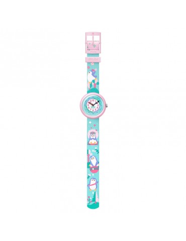 Flik Flak Watch - Brrrave Pinguins-Green-32mm-Pink-Penguins-FBNP206 2