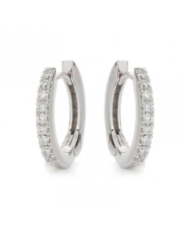 Buonocore Earrings - Eternity Round Oval in 18K White Gold with White Diamonds 0.20 ct - 0