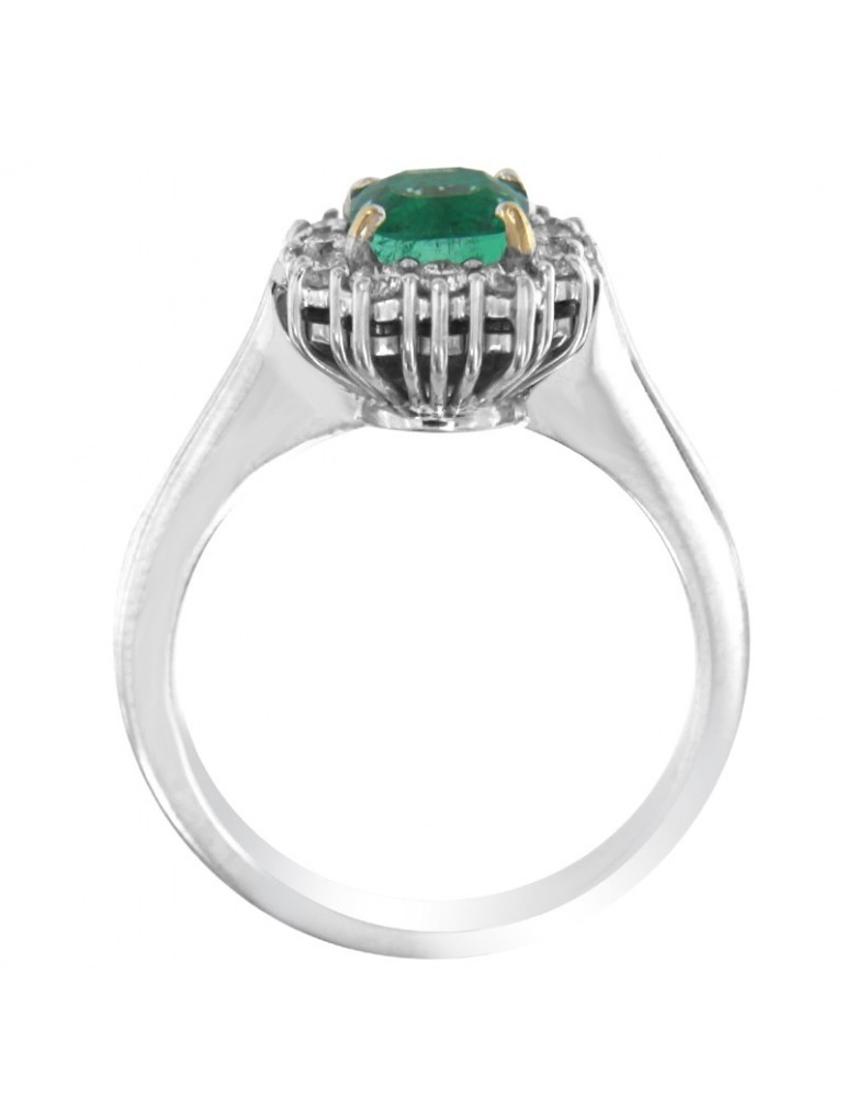 Picca Woman Ring - in 18K White Gold with Natural Diamonds and 1.07 ct Emerald - 0