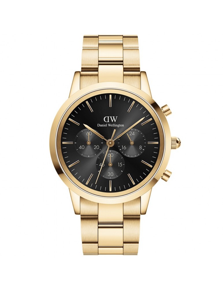 Daniel Wellington Watch -Iconic Link-Onyx-Gold-42mm-Black-DW00100641