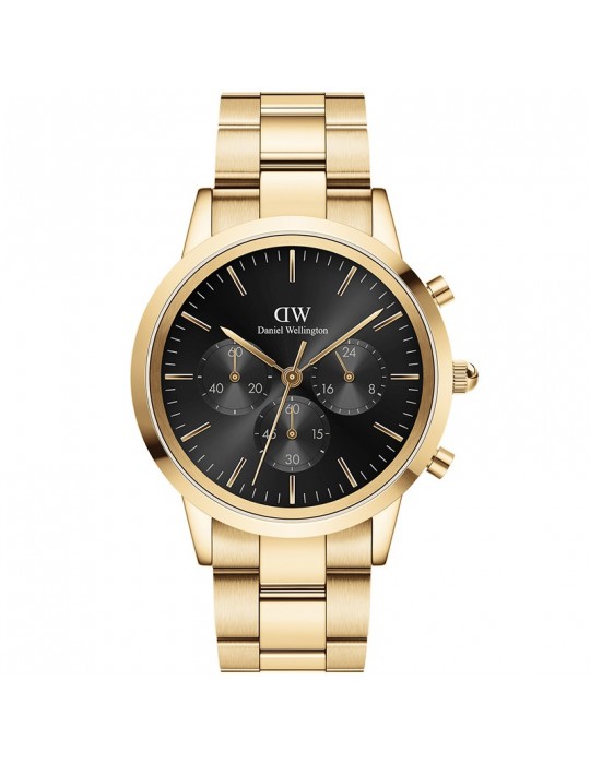 Daniel Wellington Watch -Iconic Link-Onyx-Gold-42mm-Black-DW00100641