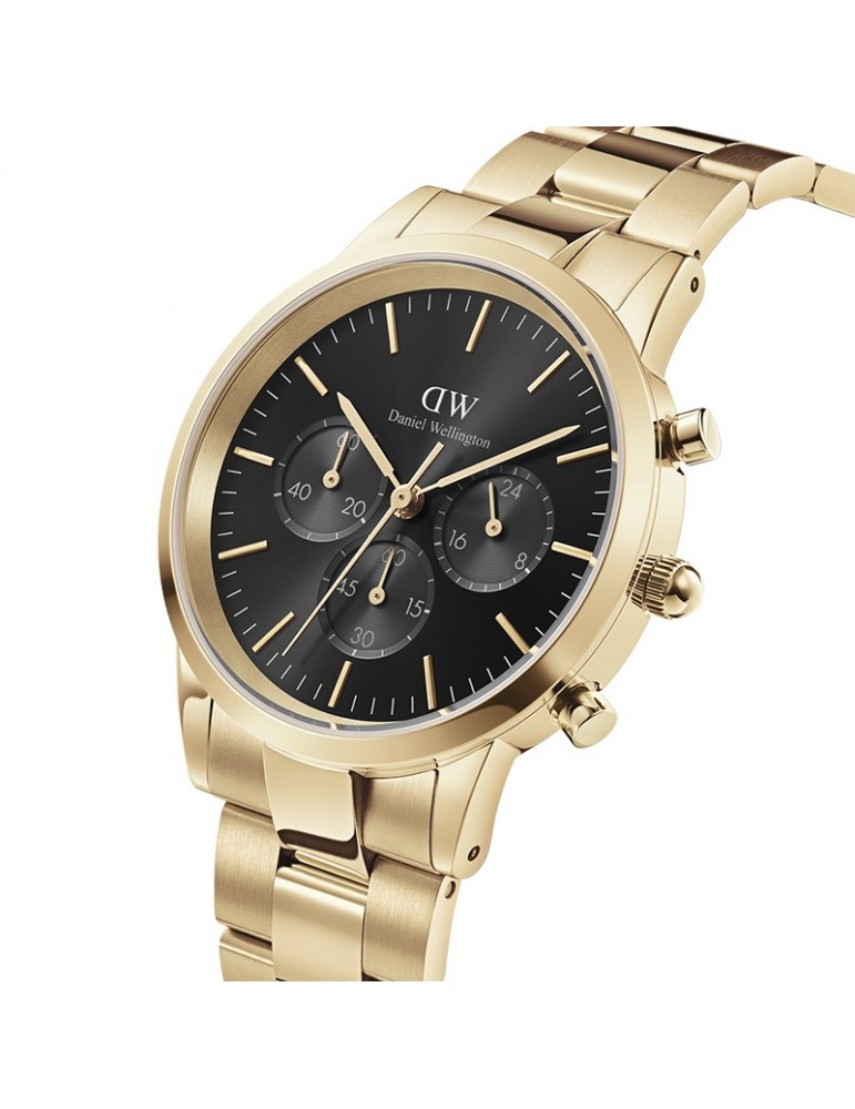 Daniel Wellington Watch -Iconic Link-Onyx-Gold-42mm-Black-DW00100641
