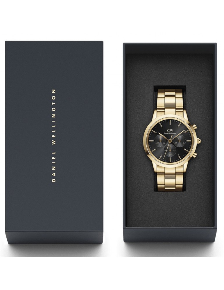Daniel Wellington Watch -Iconic Link-Onyx-Gold-42mm-Black-DW00100641